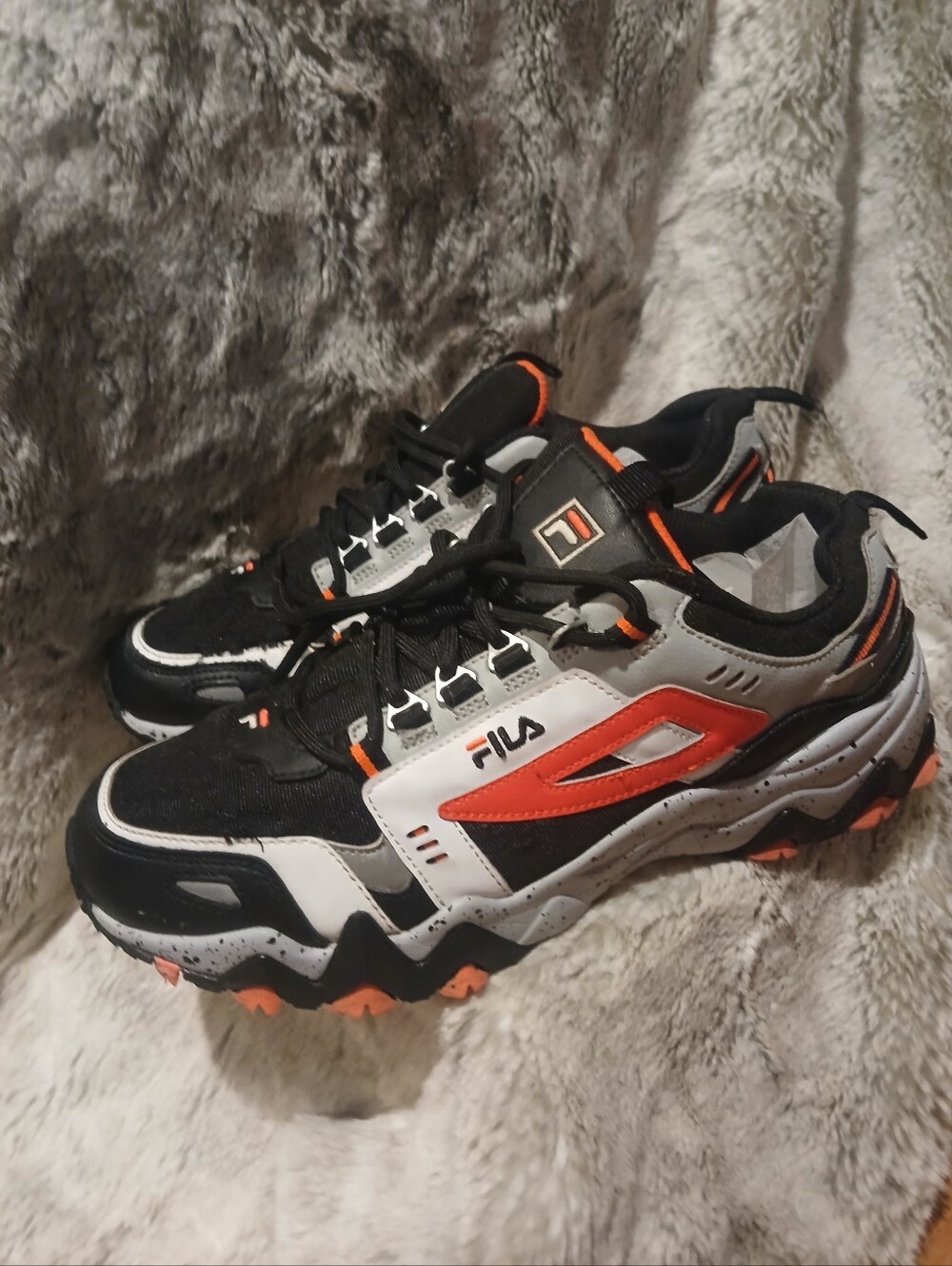 Fila Men's Black, White and Orange Trail Runner Sneakers